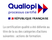 Qualiopi, processus certifié : la certification qualité a été délivrée au titre de la ou des catégories d'actions suivantes : actions de formation
